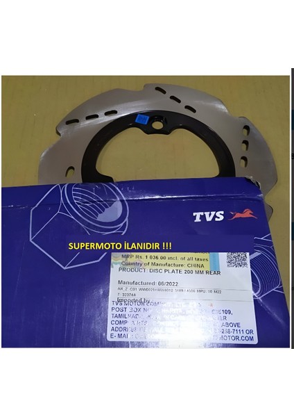 Tvs Apachi 150 -180 Arka Fren Diski Orjinal