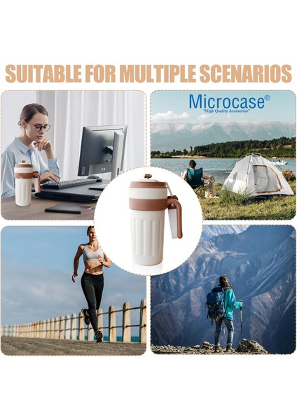 304 Paslanmaz Çelik 700 ml Kulplu Derece Göstergeli Termos Bardak Mug - AL5023