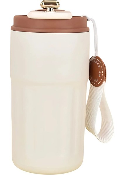 304 Paslanmaz Çelik 450 ml Bilek Askılı Derece Göstergeli Termos Bardak Mug - AL5024