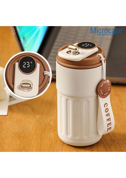 304 Paslanmaz Çelik 450 ml Bilek Askılı Derece Göstergeli Termos Bardak Mug - AL5024