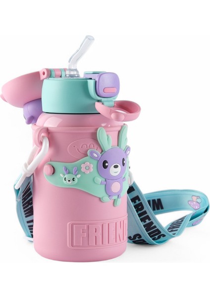 316 Paslanmaz Çelik Çocuk Termosu, Karikatür Hayvanlar Öğrenci Termosu (Ithal)