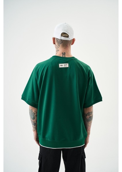Erkek R Nakışlı Oversize T-Shirt Nefti modelleri