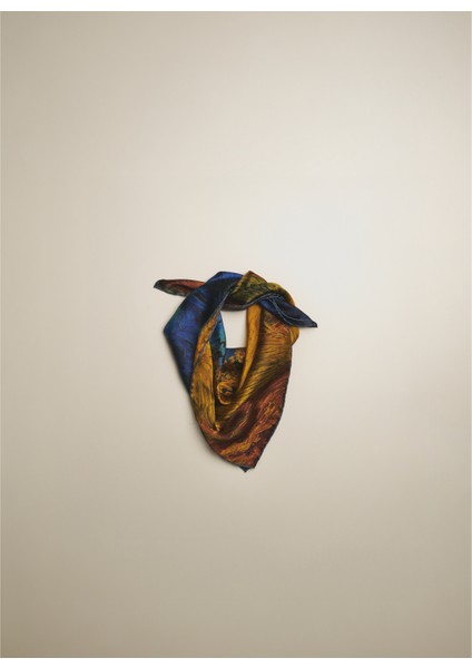 %100 Ipek Bandana FULAR(55X55 Cm)-Vincent Van Gogh (Buğday Tarlası ve Kargalar) fiyatları