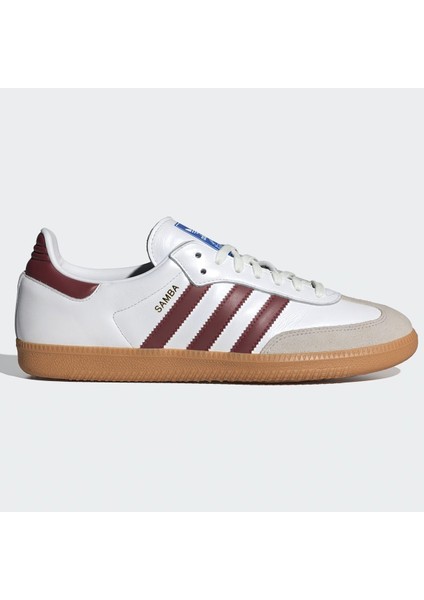 Samba Leather Sneaker Unisex Hakiki Deri Günlük Spor Ayakkabı Beyaz Bordo