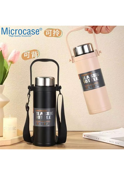 800 ml Omuz Askılı El Tutacaklı Süzgeçli Termos Mug - AL5025