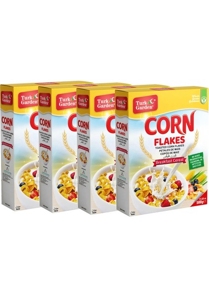 Turk Garden Corn Flakes Mısır Gevreği 500 gr 4'lü Paket