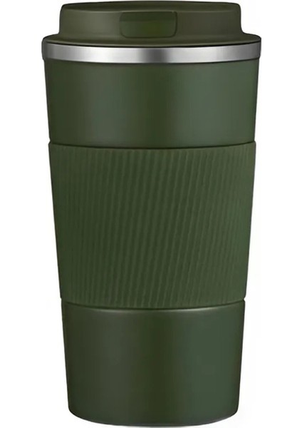 304 Paslanmaz Çelik 500 ml Kaydırmaz Lastikli Termos Bardak Mug - AL5027