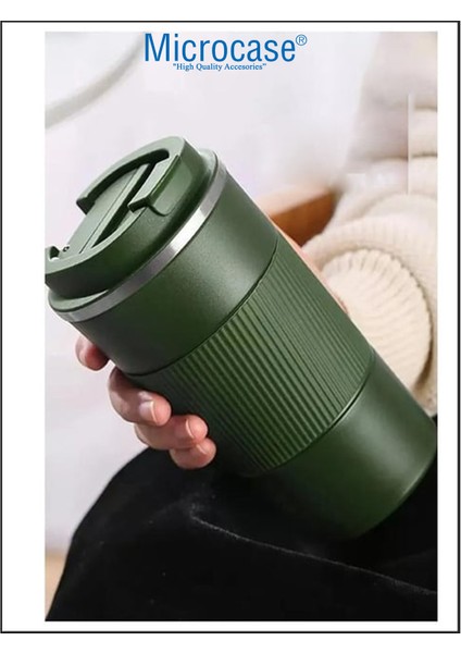 304 Paslanmaz Çelik 500 ml Kaydırmaz Lastikli Termos Bardak Mug - AL5027 indirimleri