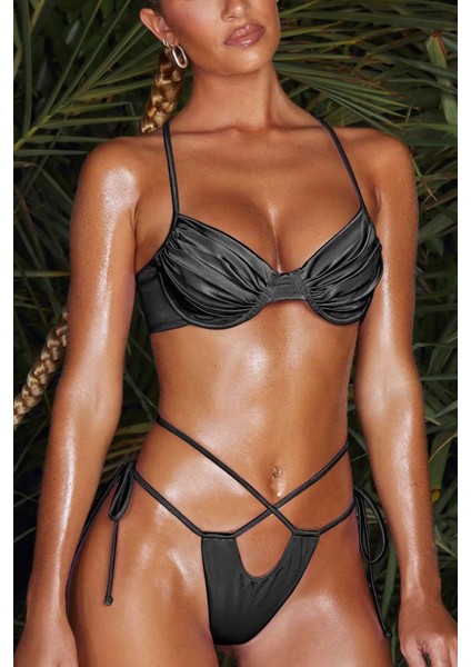 Kuplu Üçgen Bikini - Siyah