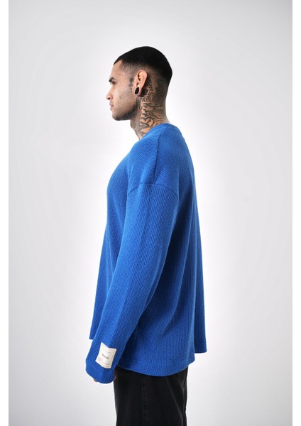 Erkek Bisiklet Yaka Oversize Triko Saks