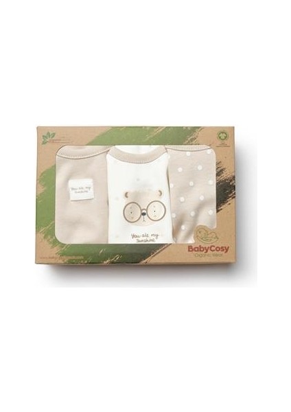 Baby Cosy Organic BabyCosy Organic Wear Bebek 3'lü Kısa Kol Body, %100 Organik Pamuk, Bebek ve Yenidoğan Serisi -CSY8122