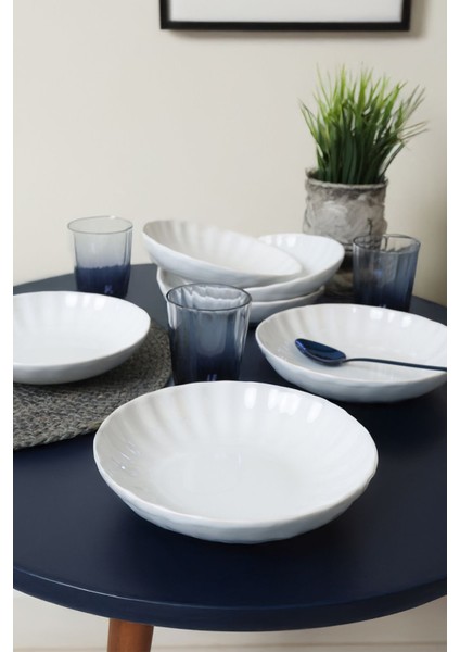 Beyaz Sirius Yemek Tabağı 20 cm 6 Adet