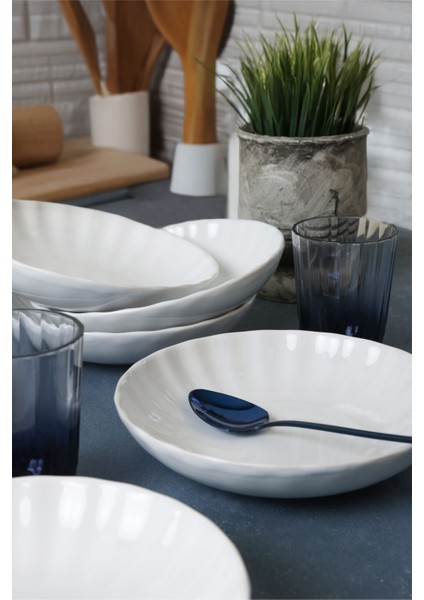 Beyaz Sirius Yemek Tabağı 20 cm 6 Adet