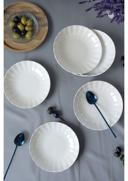 Beyaz Sirius Yemek Tabağı 20 cm 6 Adet