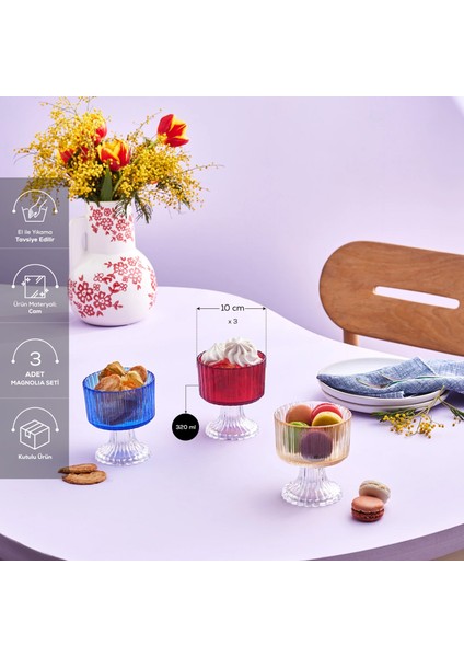 Anita 3 Parça Cam Magnolia / Tatlı Seti fiyatları