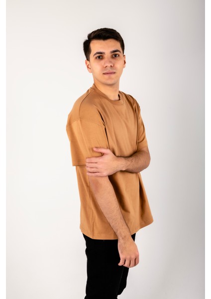 Kesik Etiket Za** Bisiklet Yaka T-Shırt Açık Kahve fiyatları