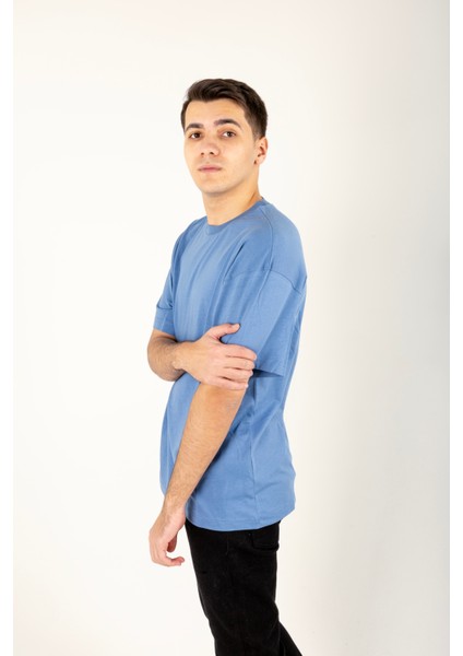 Kesik Etiket Za** Bisiklet Yaka T-Shırt Açık Mavi fırsatları