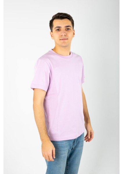 Kesik Etiket Za** Bisiklet Yaka T-Shırt Pembe