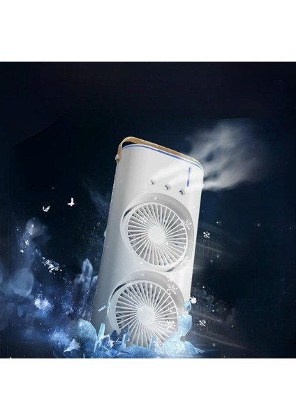 Şarjlı Hava Nemlendirici Iki Pervaneli Su Püskürtmeli Serinletici Döner Kumandalı Masa Kamp Ev Fanı fiyatları