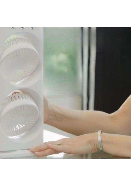 Şarjlı Hava Nemlendirici Iki Pervaneli Su Püskürtmeli Serinletici Döner Kumandalı Masa Kamp Ev Fanı modelleri