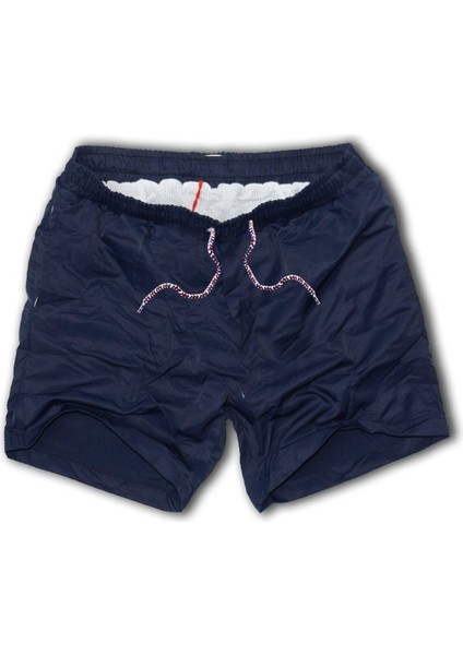 Slim Fit Su Itici Kumaş Fileli Deniz Şortu--Lacivert--