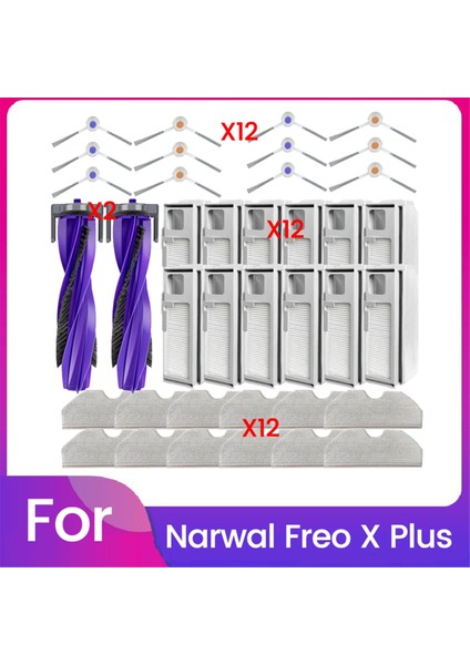 Narwal Freo x Plus Robot Süpürge Parçaları Için 38 Adet Ana Silindir Yan Fırça Filtre Toz Torbası Paspas Bezi Aksesuarları (Yurt Dışından)