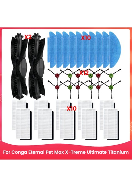 34 Adet Fırça ve Filtre Conga Eternal Pet Max x Treme Ultimate Titanium Elektrikli Süpürge Aksesuarları Yedek Parçası Için Uygundur (Yurt Dışından)