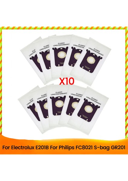 Electrolux E201B Için 10 Adet Toz Torbası Philips FC8021 Toz S-Bag GR201 Aeg Torbaları S-Bag FC9000 FC9049 Elektrikli Süpürge Parçaları (Yurt Dışından)