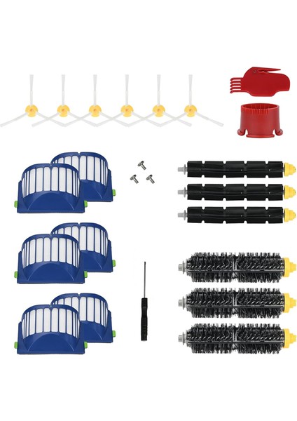 Irobot Roomba 600 Serisi 694 675 ve 500 Serisi 595 585 564 Robot Için Yedek Aksesuar Seti - Filtre, Yan Fırça (Yurt Dışından)