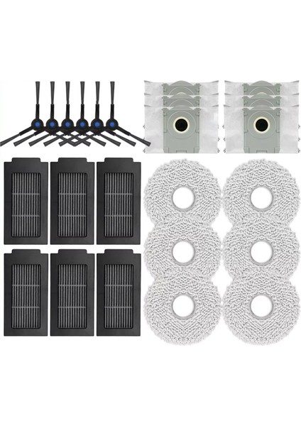 Ecovacs Deebot T50 Pro Omni Yedek Aksesuarları Yan Fırça Hepa Filtre Paspas Bezi Toz Torbası (Yurt Dışından)