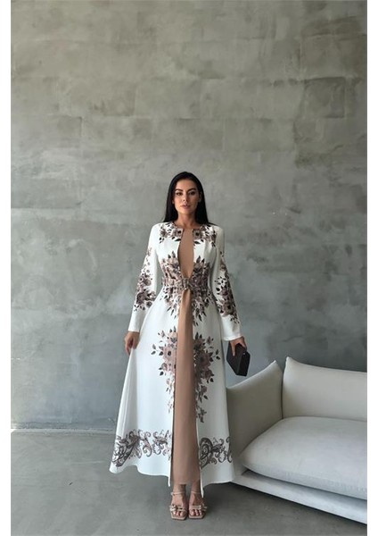 Dipmoda Kadın Yazlık Babel Kumaş Desenli Uzun Elbise DPMS42127 fırsatları