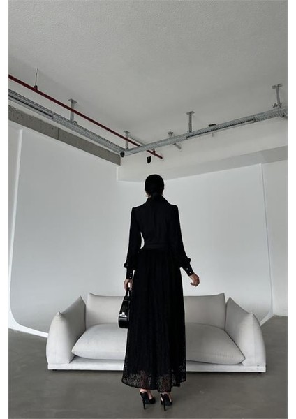 Dipmoda Kadın Ithal Tül Kumaş Dantel Detaylı Tasarım Elbise DPMS4293 modelleri