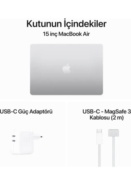 MacBook Air M3 24GB 512GB SSD macOS 15" Taşınabilir Bilgisayar Gümüş MC9J4TU/A