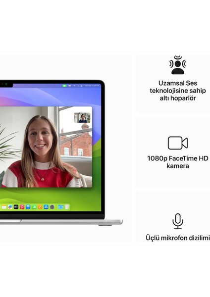 MacBook Air M3 24GB 512GB SSD macOS 15" Taşınabilir Bilgisayar Gümüş MC9J4TU/A