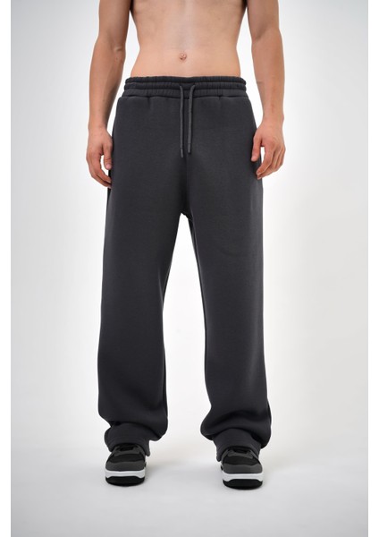 Erkek Basic Baggy Eşofman Altı Füme