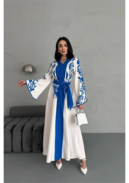 Dipmoda Kadın Atlas Kumaş Düğme Detaylı Elbise DPMS2507