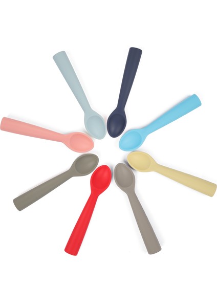 Premium BPA Free Silikon Mama Kaşığı - Güvenli Bebek Beslenme - Kolay Temizlik - 6+ Ay / Gri Renk