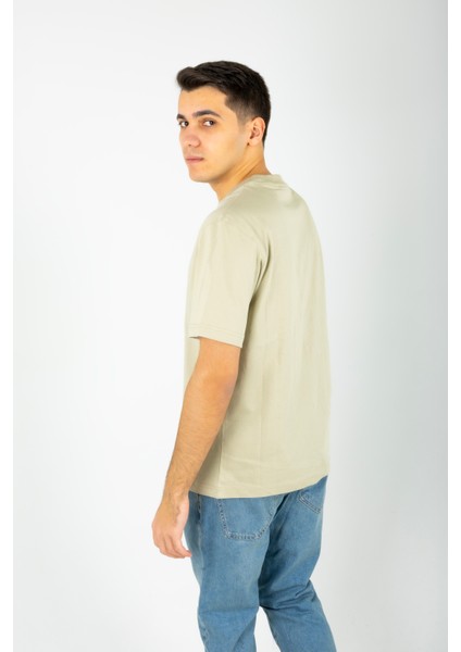 Kesik Etiket Za** Bisiklet Yaka T-Shırt Su Yeşili modelleri