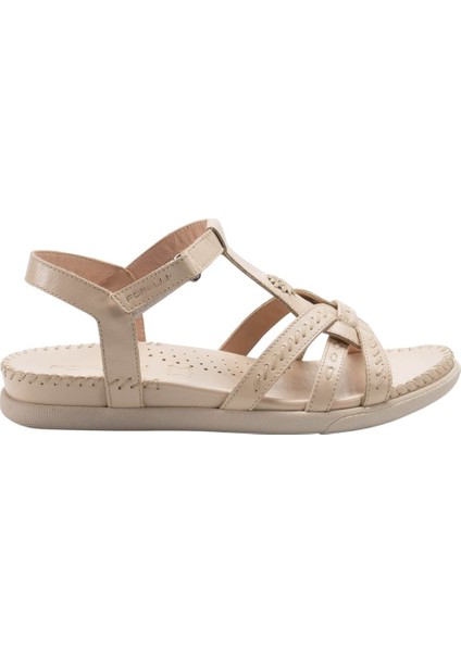 22309 Lupin-G Bej Kadın Comfort Deri Sandalet