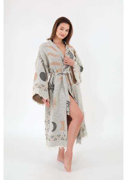 Müslin Kimono %100 Pamuklu Güneş Desenli Jakarlı Bornoz Kaftan Sabahlık fiyatları