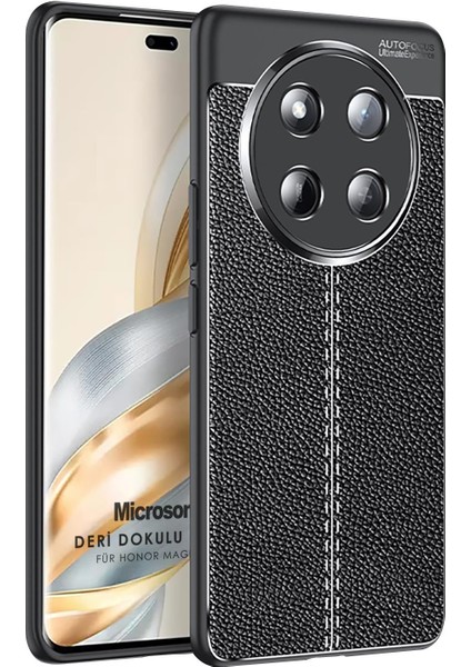 Honor Magic 7 Lite Kılıf Deri Dokulu Silikon Siyah