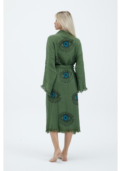 Müslin Kimono %100 Pamuklu Göz Baskılı Desenli Bornoz Kaftan Sabahlık fiyatları