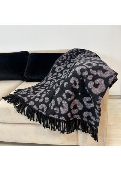 Tek Kişilik Pamuklu Stotch Battaniye-Leopar-Çizgili Desenli-Mor fiyatları