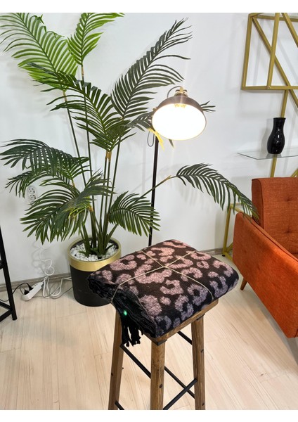Tek Kişilik Pamuklu Stotch Battaniye-Leopar-Çizgili Desenli-Mor modelleri