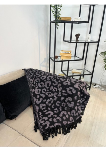 Tek Kişilik Pamuklu Stotch Battaniye-Leopar-Çizgili Desenli-Mor fırsatları