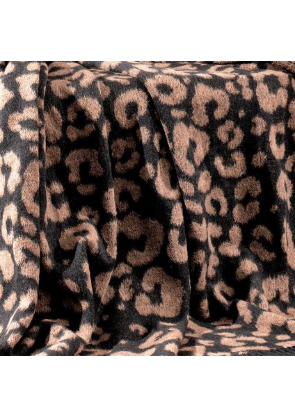 Tek Kişilik Pamuklu Stotch Battaniye-Leopar-Çizgili Desenli-Kahverengi fiyatları