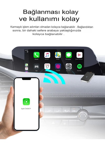 Ensiga Android ve Iphone Uyumlu Carplay Kablosuz Wireless Carplay Çevirici