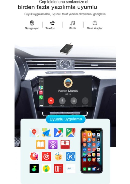 Ensiga Android ve Iphone Uyumlu Carplay Kablosuz Wireless Carplay Çevirici