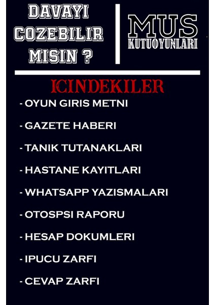 Çözülemeyen Katili Bulma Davası Emlakçı Davası Dedektif Kutu Oyunu