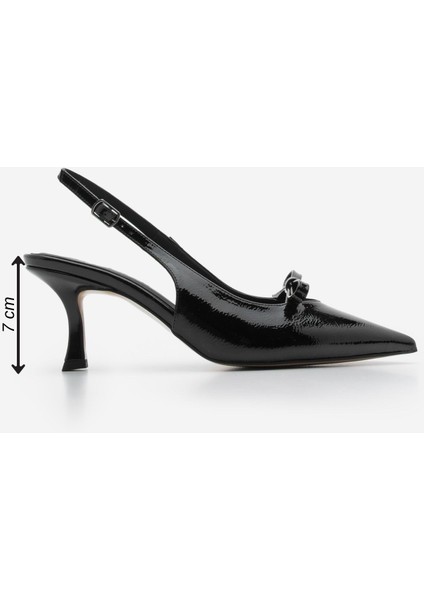 Kadın Stiletto Sivri Burun Fiyonk Detaylı Arkası Açık Topuklu Ayakkabı Nutge